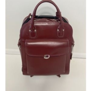 McKlein USA Burgundy Red Leather Roller Bag Travel